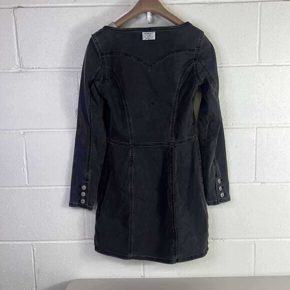RTR Levi'sVeda Denim Dress Charcoal Mini LBD Button Down Chrome Sz XS Jean gray - Picture 7 of 9